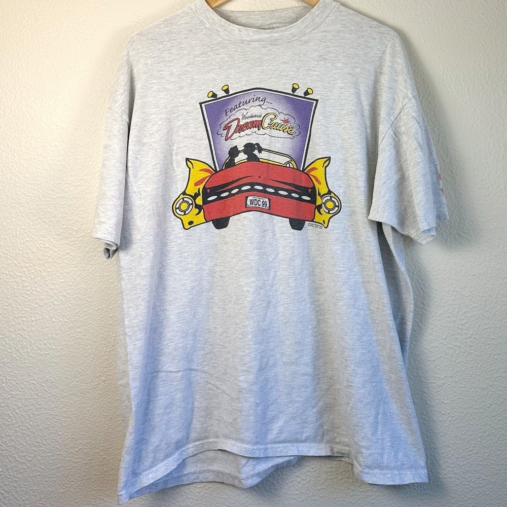 Hanes Graphic T-Shirt Mens XL Gray Excellent Woodward Dream Cruise 1999 Vintage